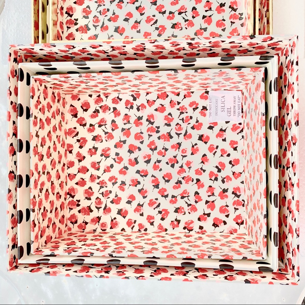 Kate Spade Floral Polka Dot Nesting Boxes Set of 3 - Picture 7 of 8